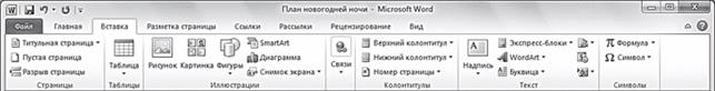 Рис. 2.12. Вид вкладки Вставка
